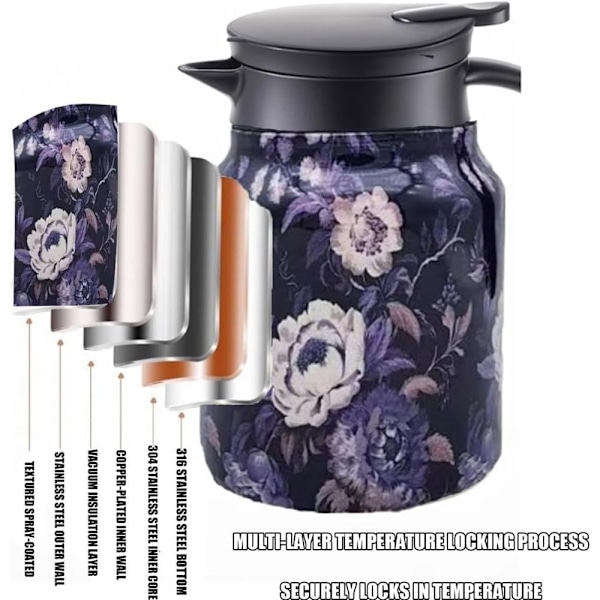 Retro Termoskanna i Rostfritt Stål med Insats för Löste Te och Varma Drycker Purple-A 15x11.8cm