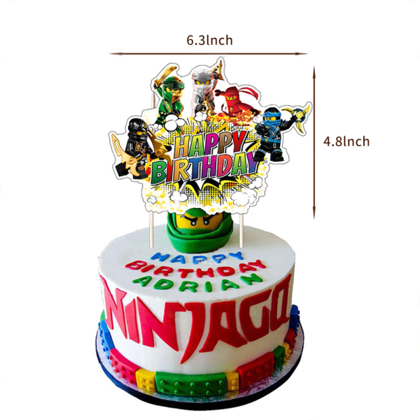 Grattis på födelsedagen Banner hängande dekorationer Ballonger Cake Topper Blå Gul Grön Svart Röd Ninjago
