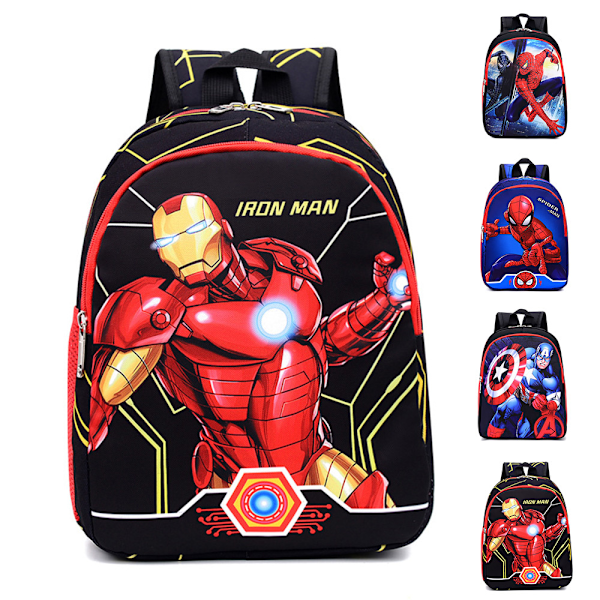 Spiderman Iron Man Ryggsäck Rollspel Skolväska Resväska Lätt och Hållbar Lämplig för Flickor och Pojkar D