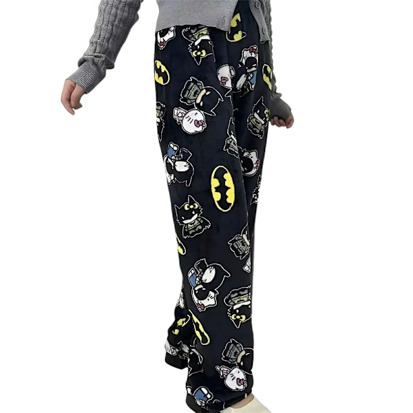 Dam Pyjamas Byxor med Cartoon Batman Cat Tryck Loungebyxor Sovkläder L