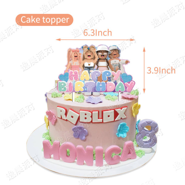 Rosa Roblox Birthday Party Supplies Banner Cake Topper Ballonger