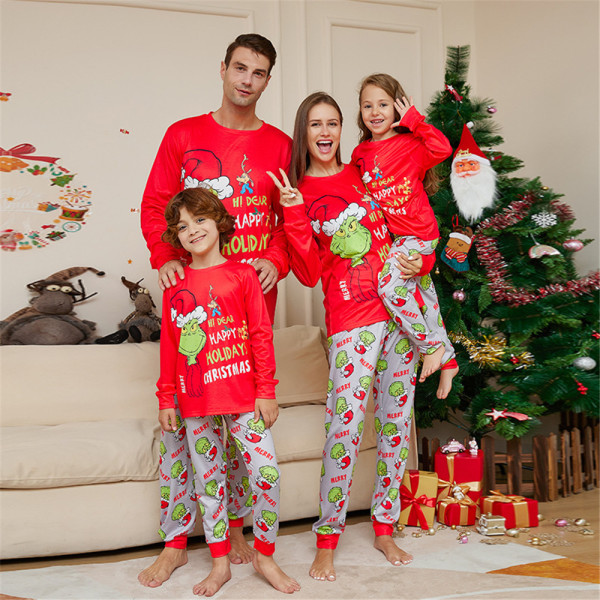 Familj som matchar Grinchen Julpyjamas Vuxen Barn Pjs Set Dad S