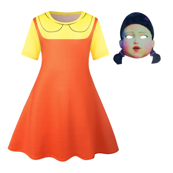 Flickans Squid Game Cosplay-klänning Flickans Squid Game Cosplay-klänning Filmkaraktär Squid Game NPC Flickans Klänning Cosplaykläder 3-14 år B 140cm