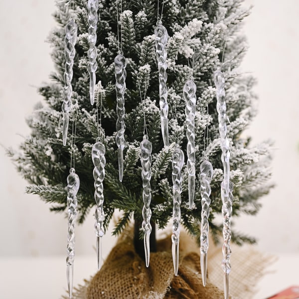 12 st DIY julgran istapp prydnader vinterdekorationer