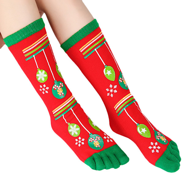 Kvinnors jul roliga fem fingrar tå strumpor mid calf strumpor D