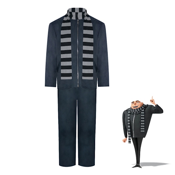 Despicable Me Gru Kostym Halsduk Dräkt Herrar Halloween Cosplay Maskeraddräkt 3XL