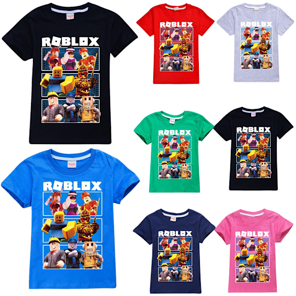 Roblox Pojkar Flickor T-shirts Söta Grafiska Tecknade Tryck Rund Hals Roliga Kortärmade T-shirts Vardaglig Vår Sommar Tröja För Barn Rose Red 120cm