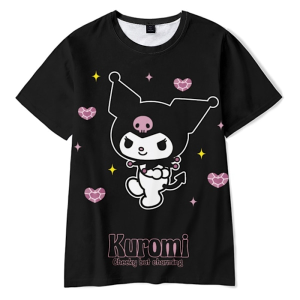 Barn och tonåringar Kuromi T-shirt Kortärmad Rundhalsad T-shirt Cartoon Casual Toppar Sommar C 130cm