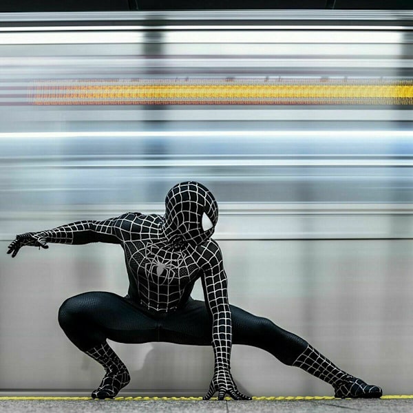Kids Venom Spider-Man Boys Cosplay Kostym Jumpsuit Fancy Dress Black Spiderman 11-12Years = EU146-152