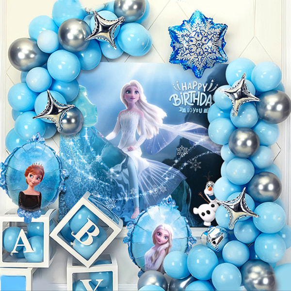 Latexfolieballonger Aluminiumfilmballongfödelsedagstillbehör Blå Silver Frozen
