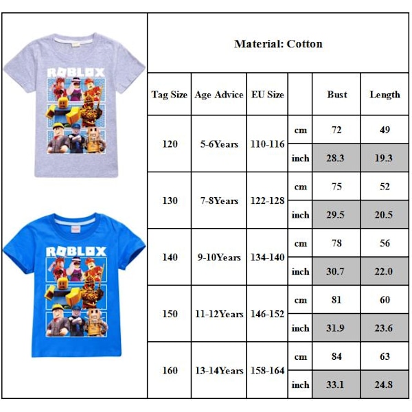 Roblox Pojkar Flickor T-shirts Söta Grafiska Tecknade Tryck Rund Hals Roliga Kortärmade T-shirts Vardaglig Vår Sommar Tröja För Barn Red 140cm