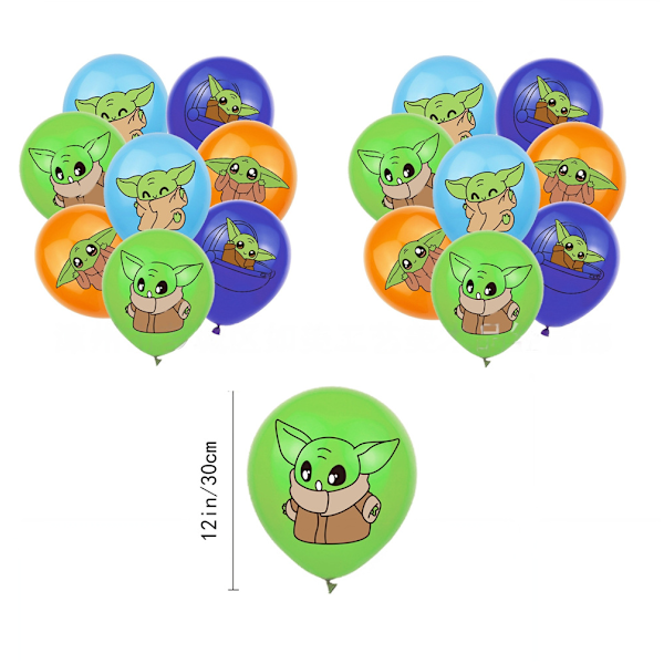 Baby Yoda Barnkalas Ballonger Kit Banner Tårta Topper Fest Dekor Set