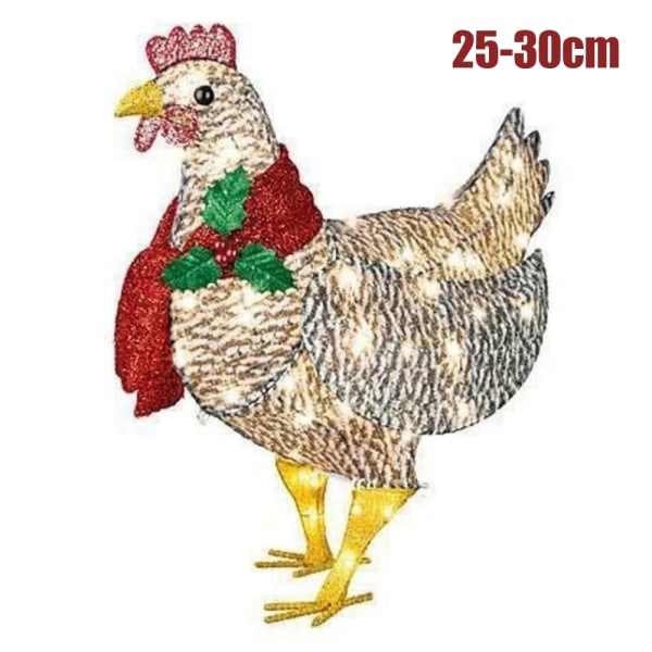 Kyckling med halsduk prydnader med ljus juldekoration 25-30cm
