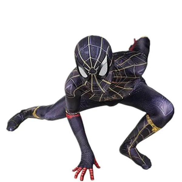 Spider-Man 3: No Way Home Cosplay Kostym Barn Superhjälte Jumpsuit Black and Gold Spiderman 6-7Years = EU116-122