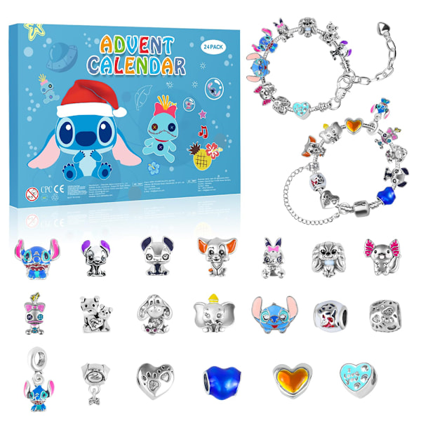 Julgåva Xmas Blind Box Barnens Sticka Armband Kit Advent Bärbar 24 Rutor Diy