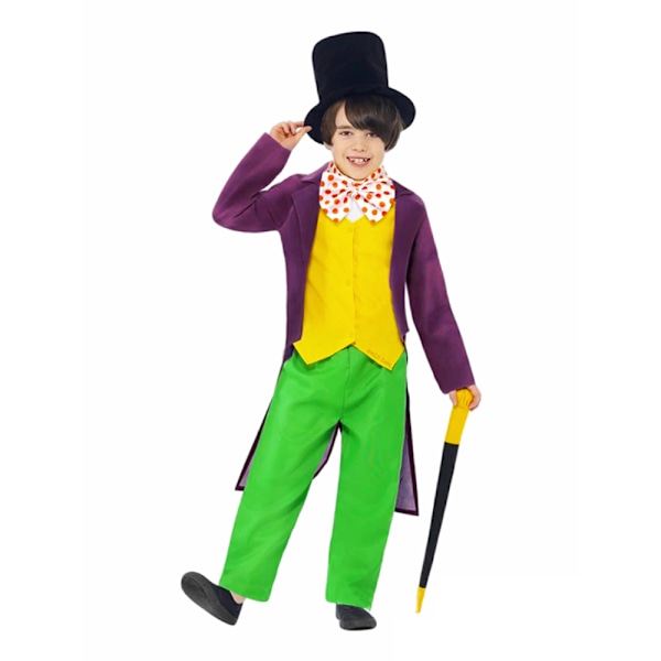 2024 Barn Willy Wonka Cosplay Kostym Pojkar Flickor Halloween Maskeraddräkter #2-Wonka Black Hat L