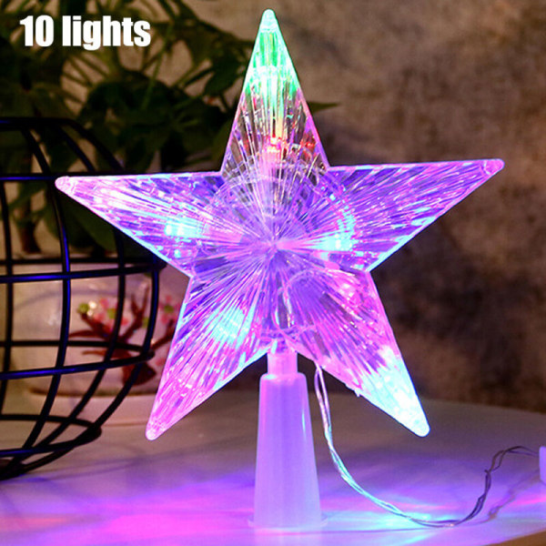 3D Star Julgran Topper Led Light Pendel Lampa #1 Colourful 10Lights