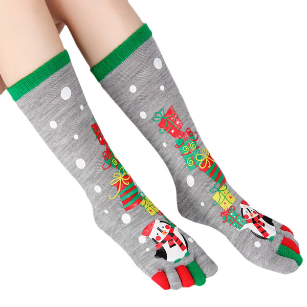 Kvinnors jul roliga fem fingrar tå strumpor mid calf strumpor E
