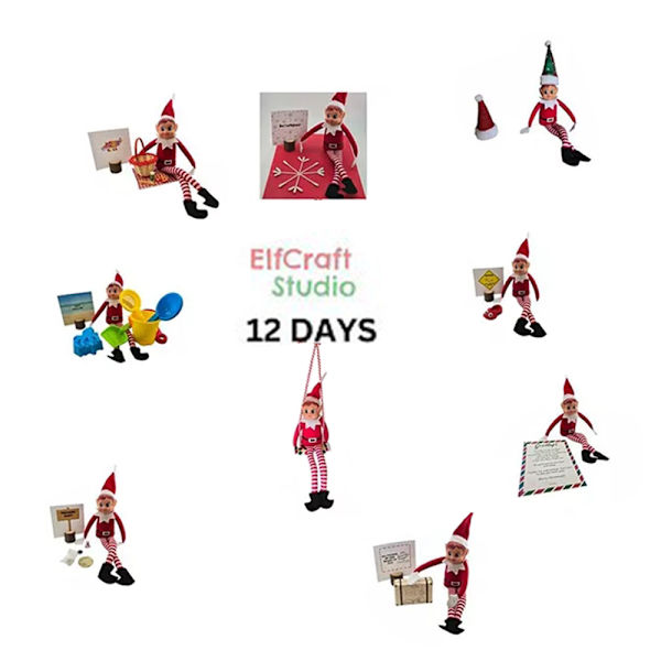 Jultomte-rekvisita för 2024, 12/24 dagar av jultomteaktiviteter, nedräkningspresent 12 Days