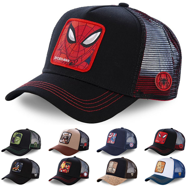 Herr & Dam The Avengers Trucker Mesh Baseballkeps Snapback Sommarkeps Spiderman B