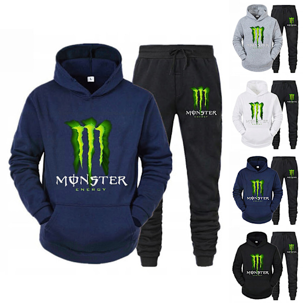 Män Herr Tracksuit Långärmad Huvtröja Och Byxor Hoodie Sweatshirt Outfit Set Black 3XL