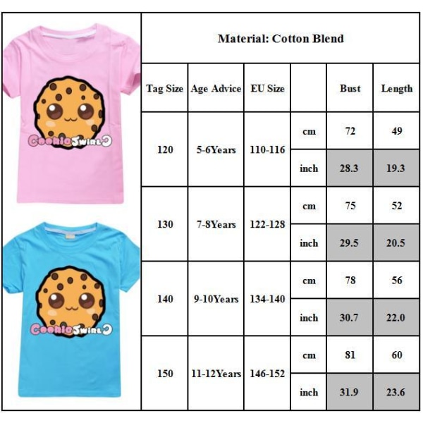 Cookie Swirl C T-shirts Barn Pojkar Flickor Kortärmade bomullstoppar Blå 11-12 år = EU 146-152