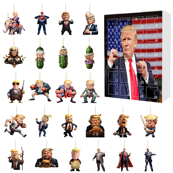 2024 Donald Trumps Adventskalender Jul 24 Dagar Nedräkning 2D Hängande Dekoration B