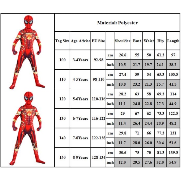 Kids Miles Spiderman Cosplay Kostym Bodysuit Halloween Jumpsuit 130cm