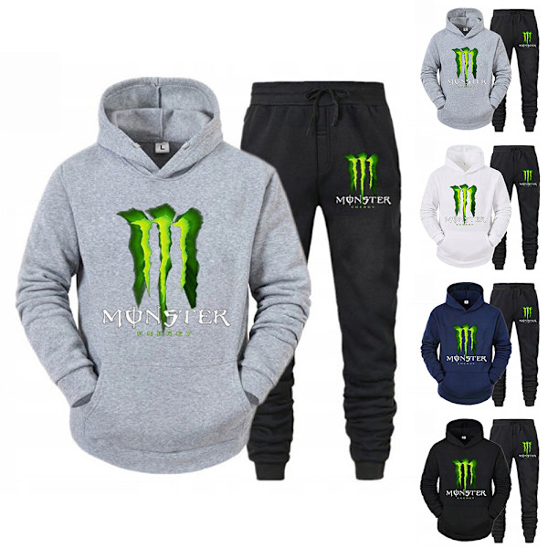 Män Herr Tracksuit Långärmad Huvtröja Och Byxor Hoodie Sweatshirt Outfit Set Black M