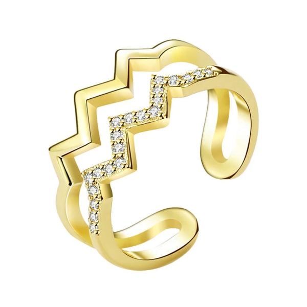 Double Wave Ring för kvinnor present Golden