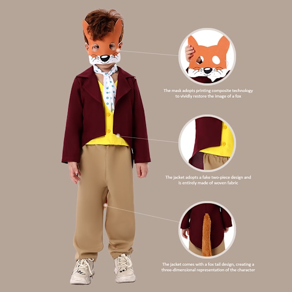 Smiffys Kostym Fantastiska Mr Räv Mask för Världsbokdagen 4-12 År Roald Dahl Pojkar Barn Halloween Kläder M