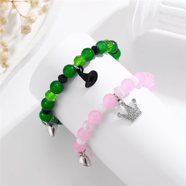 Film-inspirerade vänskapsarmband med Elphaba och Glinda - Krona, Häxhatt, Armband, Present