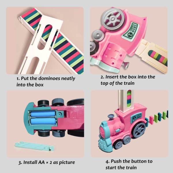Pojke Domino Tåg Bil Ljud Ljus Om Domino Blocks Toy Gift