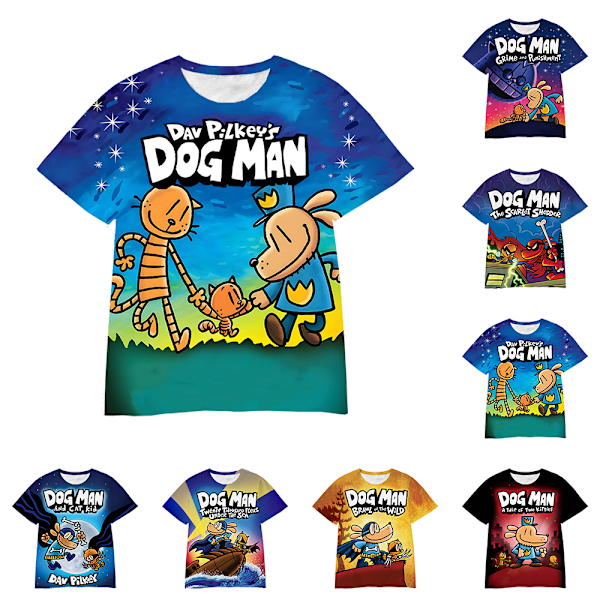 DOG MAN T-shirt Barn Pojkar Flickor Kortärmad Sommar T-shirt Topp T-shirt Present Ny #7 140cm