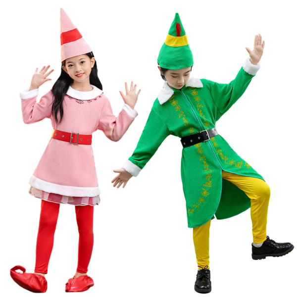 Buddy The Elf Dräkt Kids Christmas Cosplay Holiday Party Set red 100cm