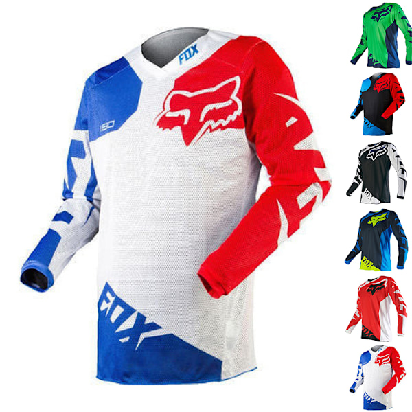 Herrarnas Långärmad Andningsbar Motocross Cykling Fotbollströja Jersey - Herrarnas Motorcykelkläder B-White M