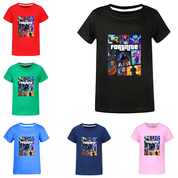 F0rtnite Pojkar Flickor T-shirts Söta Grafiska Tecknade Tryck Rund Hals Roliga Kortärmade T-shirts Vardaglig Vår Sommar Tröja För Barn Green 130cm