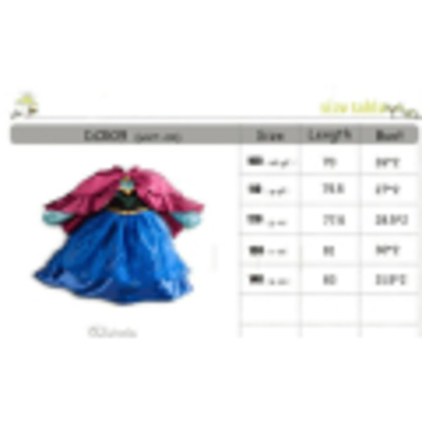 Elsa Frozen Anna Klänning Flickor Snödrottning Cosplay Kostym 140cm