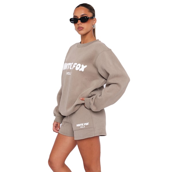 Het säljande dam- och flickkläder White Fox Boutique 2-delars träningsset för kvinnor, avslappnat hoodie och shorts-set Brown XL