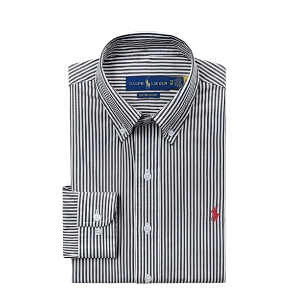 Ralph Lauren Herrskjorta Långärmad Knappuppslagen Strand Casual Broderad Klänningsskjorta Stor Storlek Herr Casual Skjortor Knappnedslagen Blus T-shirt Topp Black L