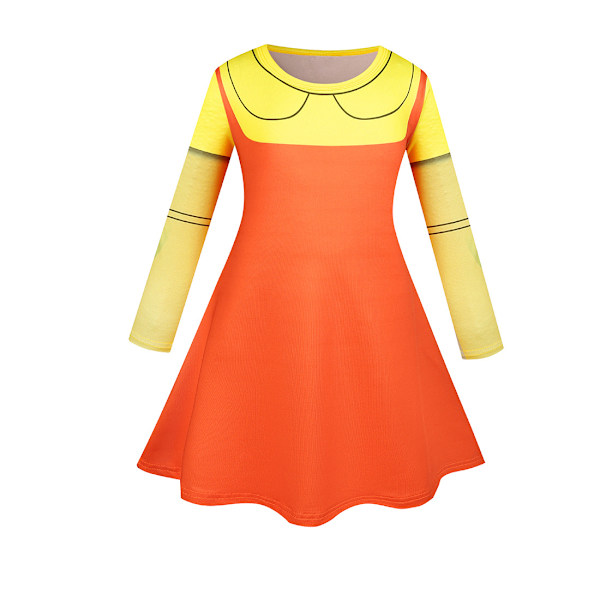 Flickans Squid Game Cosplay-klänning Flickans Squid Game Cosplay-klänning Filmkaraktär Squid Game NPC Flickans Klänning Cosplaykläder 3-14 år A 150cm