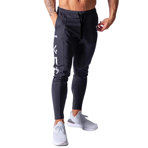 Herrar Fitness Byxor Snörning Löpning Casual Mode Byxor Navy Blue L