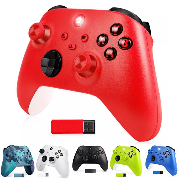 Trådlös Xbox One-kontroll, kompatibel med Xbox One Series S/X, Xbox Elite Series, PC, //Inbyggda volymkontroller/med 2.4GHz-adapter Blue