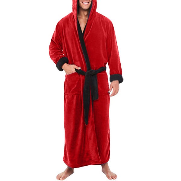 Herr Hoody Warm Loungewear Badrock Klänning Nattkläder Red XL
