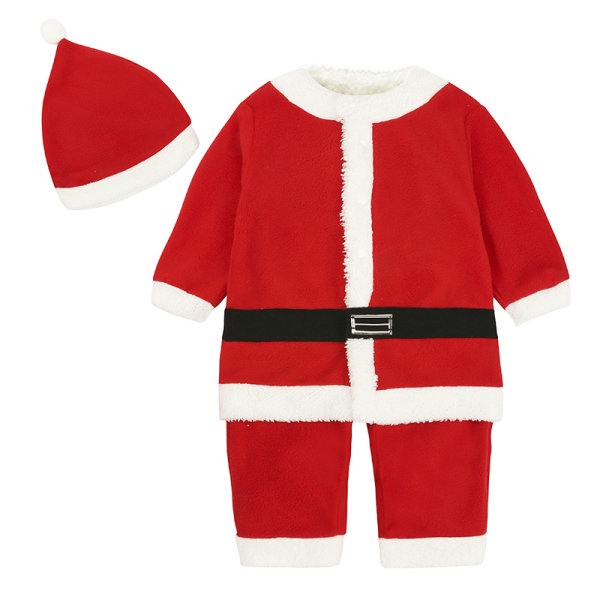 Baby jultomte i ett stycke Jumpsuit Hat Kostym Boy 90cm
