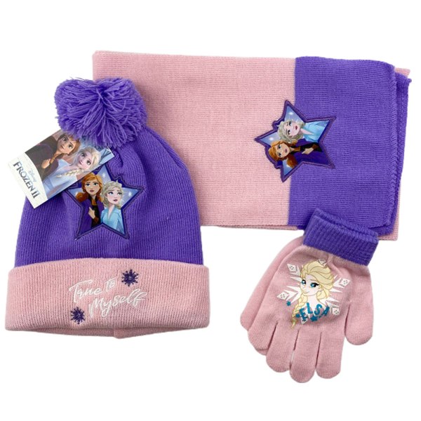 3 st/set flickor Frozen Elsa Anna hatt halsduk handskar set vinter C