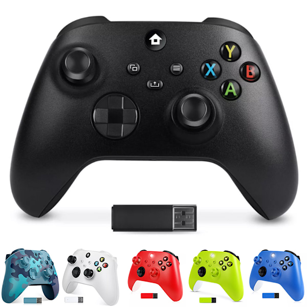 Trådlös Xbox One-kontroll, kompatibel med Xbox One Series S/X, Xbox Elite Series, PC, //Inbyggda volymkontroller/med 2.4GHz-adapter Red