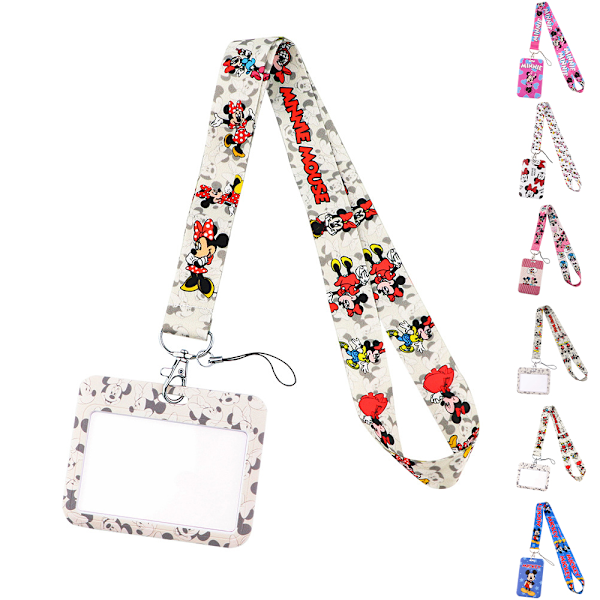 Disney Mickey Minnie Lanyard Office Work School ID Card Holder Case Neck Strap Phone D