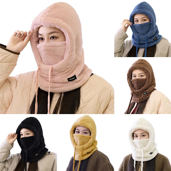 Vinterbalaclava för kvinnor, termisk, huvad, vindtät, skidmask, halsduk Sea Blue