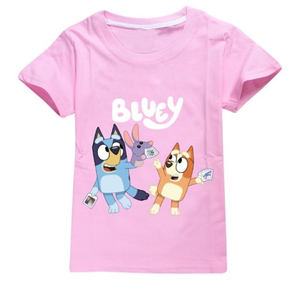 Barn Kids Boys Girls Cartoon Dog Print Sommar Kortärmad T-shirt Toppar Pink 5-6 Years